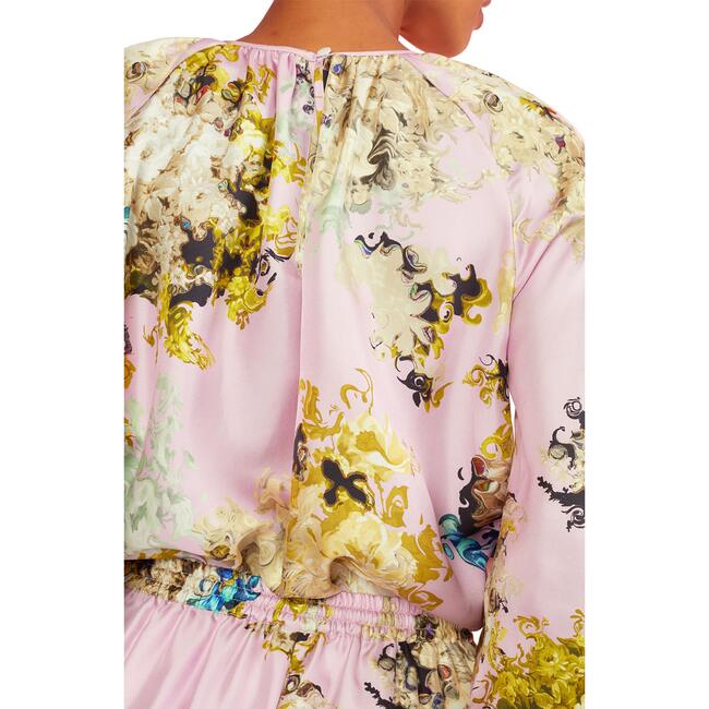 Women's Alice Swirling Smokey Motif Silk Blouse, Pink Floral - Blouses - 3