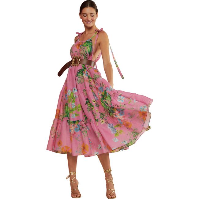 Women's Layla Linen Gathered Halter Neck Dress, Pink - Dresses - 4