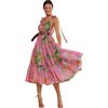 Women's Layla Linen Gathered Halter Neck Dress, Pink - Dresses - 4