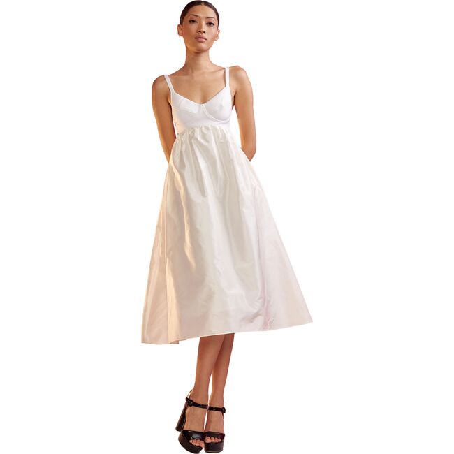Women's Bonded Cutout Midi Dress, White - Dresses - 4