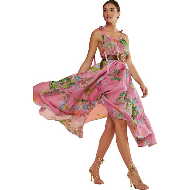 Women's Layla Linen Gathered Halter Neck Dress, Pink - Dresses - 5