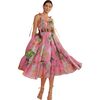 Women's Layla Linen Gathered Halter Neck Dress, Pink - Dresses - 6