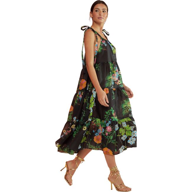 Women's Layla Linen Gathered Halter Neck Dress, Black - Dresses - 7
