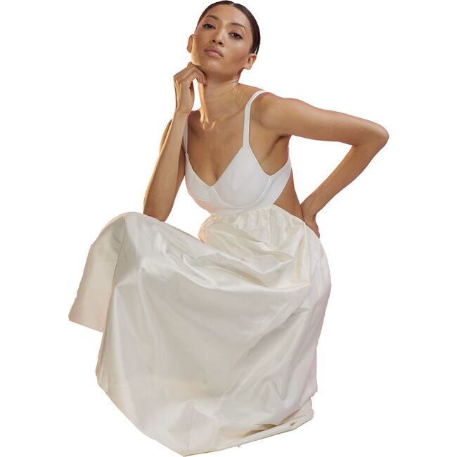 Women's Bonded Cutout Midi Dress, White - Dresses - 7
