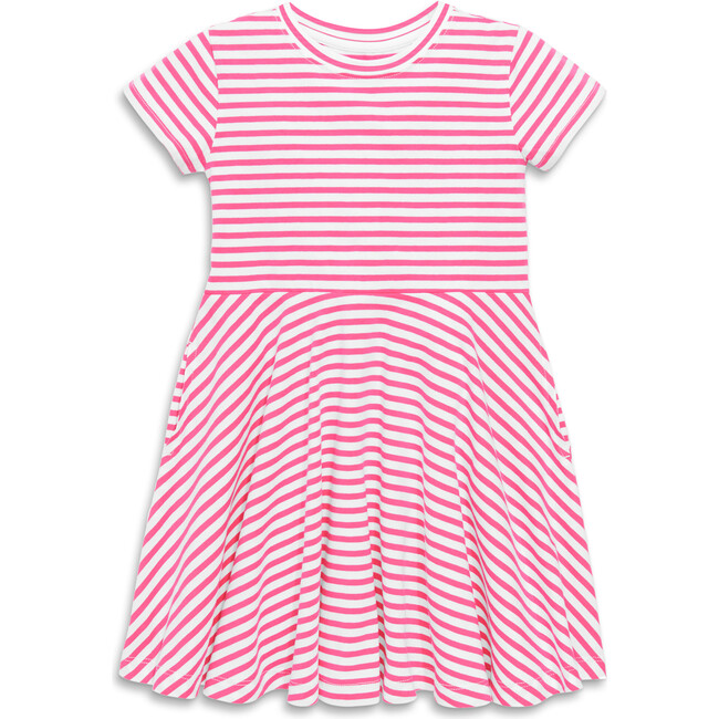 Twirly Dress In Stripe, Bubblegum/White Stripe - Dresses - 1