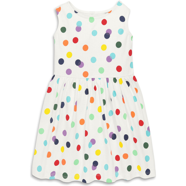 Recess Dress In Rainbow Confetti Dot, Ivory Rainbow Confetti Dots
