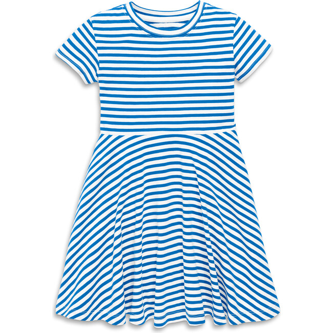 Twirly Dress In Stripe, Blueberry/White Stripe