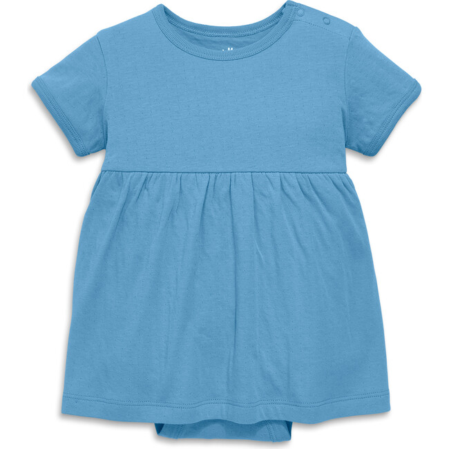 Pointelle Babysuit Dress, Cornflower - Dresses - 1