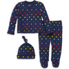 Baby Three-Piece Gift Set In Mini Rainbow Star, Navy/Rainbow Mini Star - Mixed Apparel Set - 1 - thumbnail