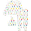 Baby Three-Piece Gift Set In Mini Rainbow Dot, Ivory/Rainbow Mini Dot - Mixed Apparel Set - 1 - thumbnail
