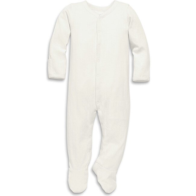 Baby Pointelle Snap Footie, Ivory - Footie Pajamas - 1