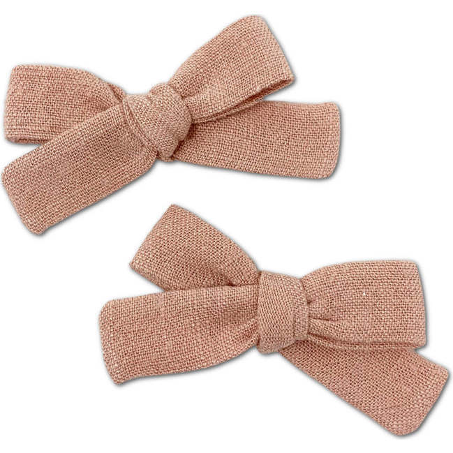 Skinny Ribbon Pigtail Bows, Pink - Hair Accessories - 1
