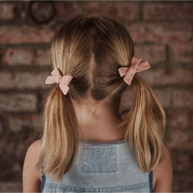 Skinny Ribbon Pigtail Bows, Pink - Hair Accessories - 2