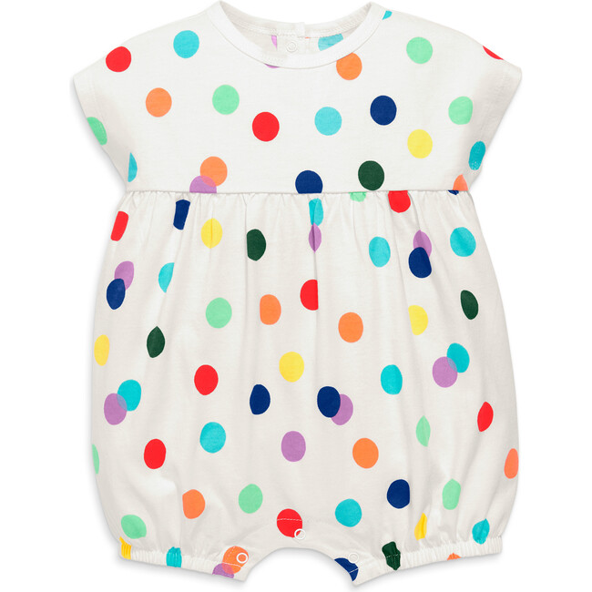 Baby Bubble Shortie In Rainbow Confetti Dot, White/Rainbow Confetti Dot - Rompers - 1