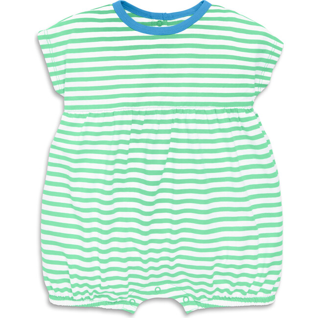 Baby Bubble Shortie In Stripe, Clover/White Stripe - Rompers - 1