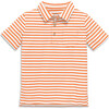 Short Sleeve Polo In Stripe, Cantaloupe/White Stripe - Polo Shirts - 1 - thumbnail