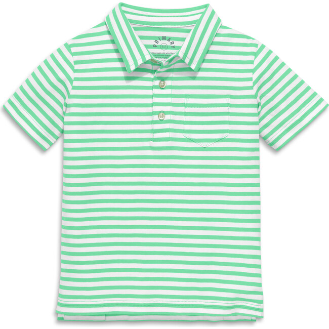 Short Sleeve Polo In Stripe, Clover/White Stripe - Polo Shirts - 1