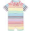 Baby Polo Shortie In Rainbow Stripe, White/Double Rainbow Stripe - Rompers - 1 - thumbnail