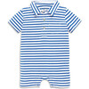 Baby Polo Shortie In Mini Stripe, Blueberry/White Stripe - Rompers - 1 - thumbnail