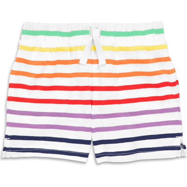 Baby Play Short In Rainbow Stripe, White/Double Rainbow Stripe - Shorts - 1