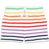 Baby Play Short In Rainbow Stripe, White/Double Rainbow Stripe - Shorts - 1 - thumbnail