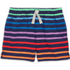 Baby Play Short In Rainbow Stripe, Navy/Double Rainbow Stripe - Shorts - 1 - thumbnail