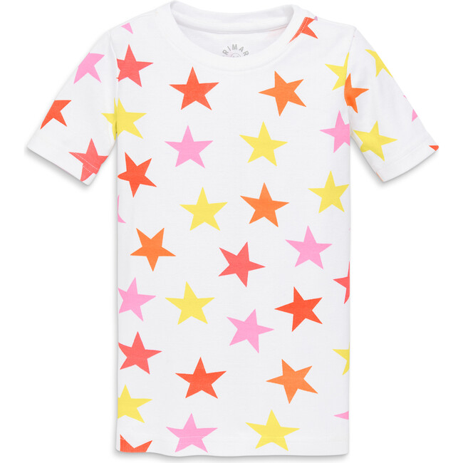 Kids Organic Short Sleeve Pj Top In Cutout Star, Pink Lemonade Multi Star - Pajamas - 1