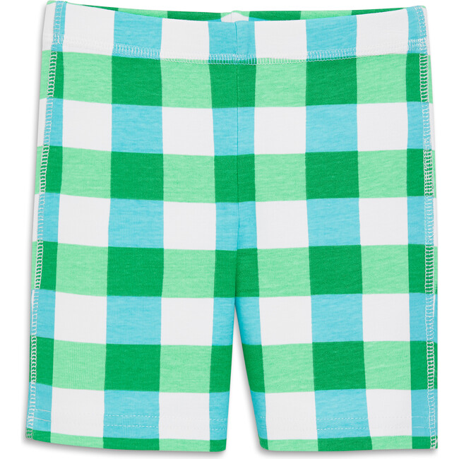 Kids Organic Pj Short In Gingham, Green Apple Bold Mutlti Check - Pajamas - 1