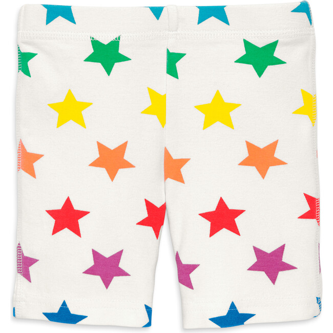 Kids Organic Pj Short In Bright Rainbow Stars, Ivory/Rainbow Star