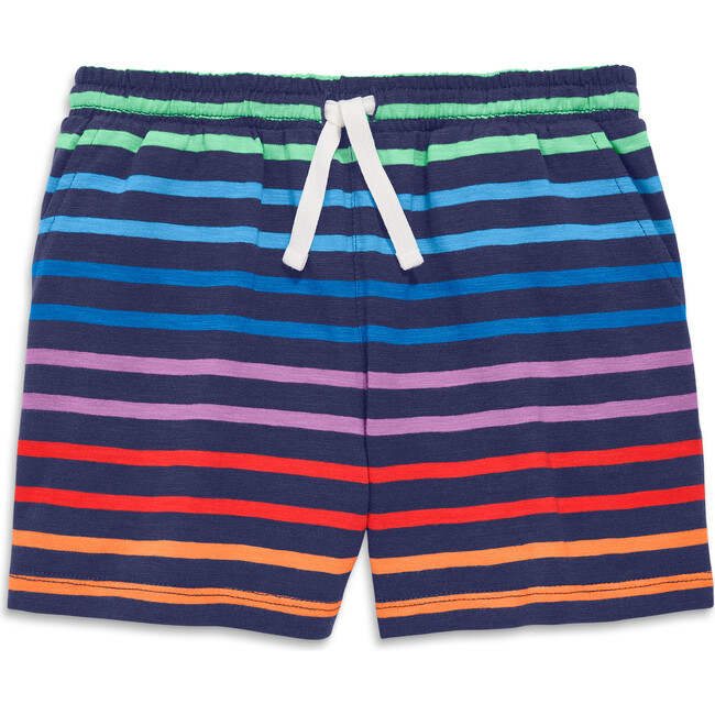 Field Short In Rainbow Stripe, Navy/Double Rainbow Stripe - Shorts - 1