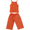 Kids Ribbed Knit Cotton Set, Papaya - Jumpsuits - 1 - thumbnail