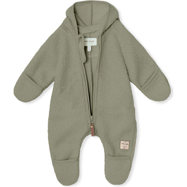 Recycled Adel Teddy Fleece Romper, Vert - Bunting - 3