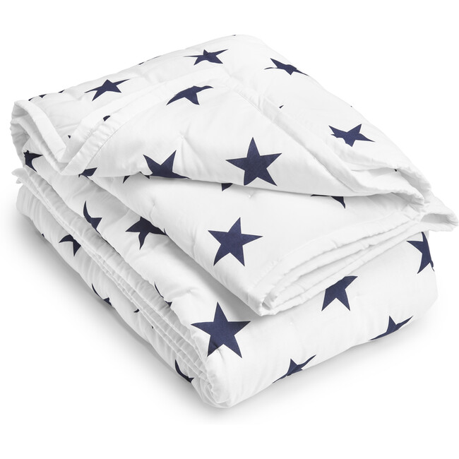 Baby Quilt, White/Navy Stars