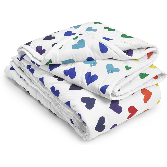Kids Quilt, White Bold Rainbow Heart - Quilts - 1