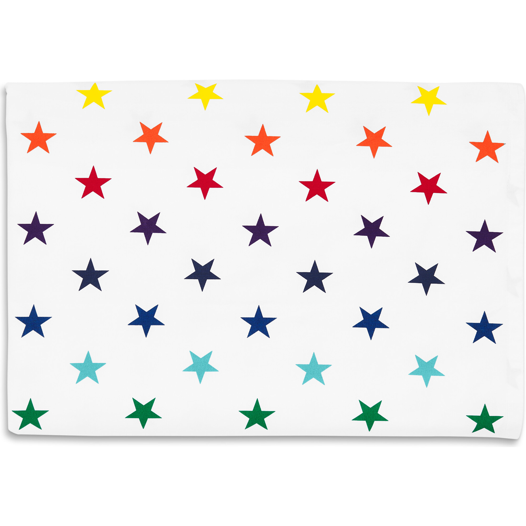 Kids Twin Flat Sheet, White/Rainbow Star - Sheets - 1