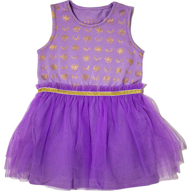 Kaia Dress, Purple Eyelash Print