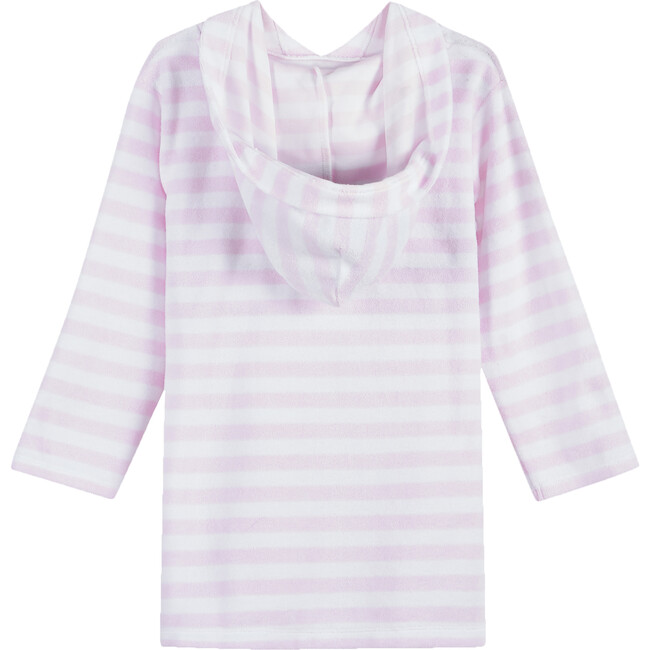 Towelling Hoody, Pale Pink Stripe - Cover-Ups - 2