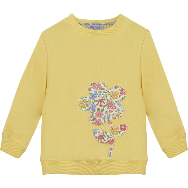 Little Liberty Print Annabelle Flower Sweatshirt, Yellow and Floral - T-Shirts - 1