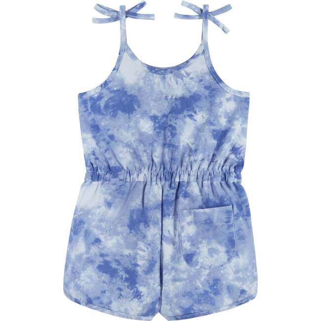 Tie-Dye Spaghetti Shoulder Tie Knot Romper, Purple And Blue - Rompers - 2