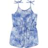 Tie-Dye Spaghetti Shoulder Tie Knot Romper, Purple And Blue - Rompers - 2