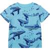 Swimming Whale Print Tee, Blue - Tees - 1 - thumbnail