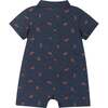 Watermelon Print Polo Romper, Blue - Onesies - 2