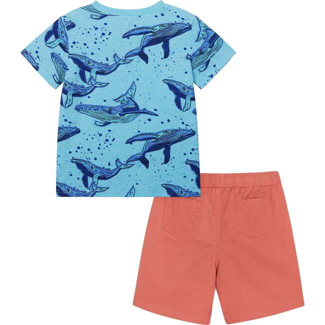 Swimming Whale Tee And Short Set, Blue And Orange - Mixed Apparel Set - 2