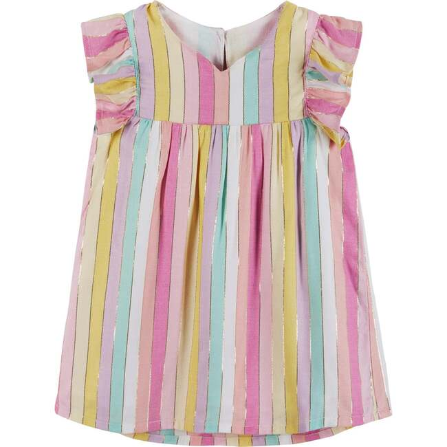 Striped Lurex Sundress And Bloomer Set, Yellow - Dresses - 3