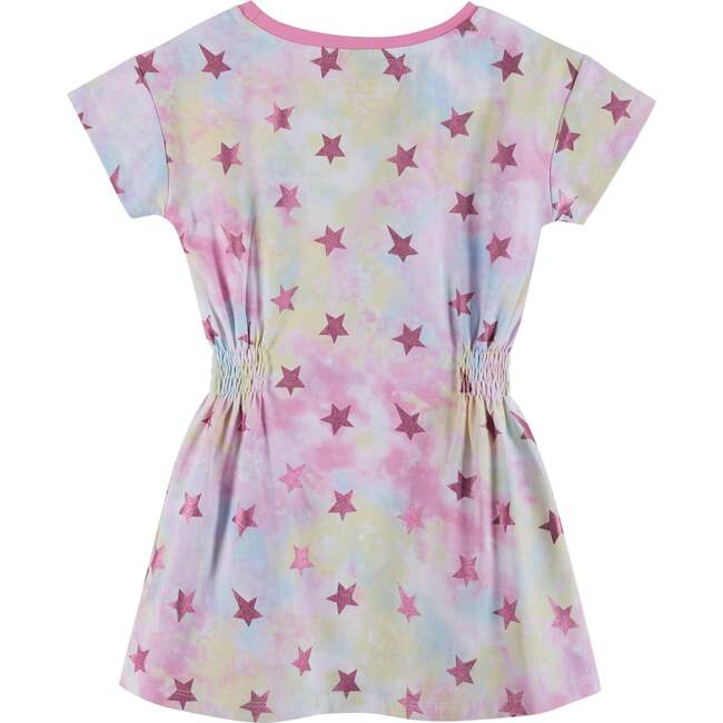 Star Print Tie-Dye Dress, Purple - Dresses - 2