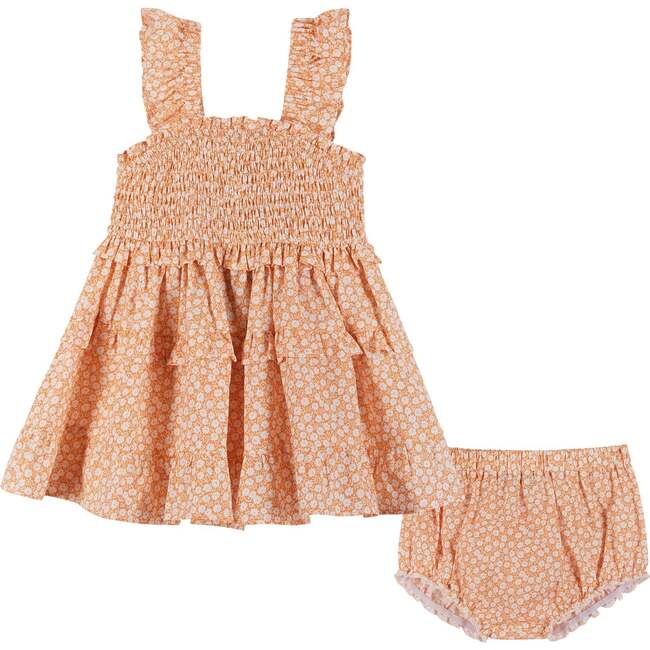 Orange Ruffle Smock Dress, Orange