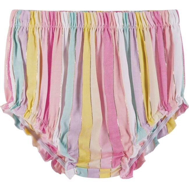 Striped Lurex Sundress And Bloomer Set, Yellow - Dresses - 4