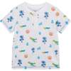 Skateboarding Dino Print Henley Tee And Short Set, White And Brick - Mixed Apparel Set - 2