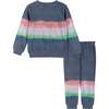 Navy Dip-Dye Ribbed Cuff Legging Set, Blue - Mixed Apparel Set - 2