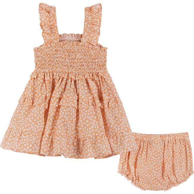 Orange Ruffle Smock Dress, Orange - Dresses - 2